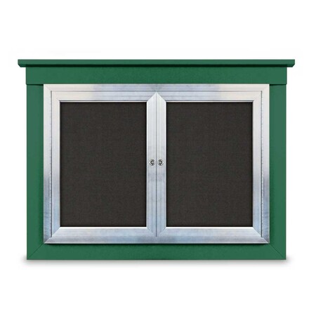 United Visual Products 24"x36" 1-Door Enclosed Outdoor Letterboard, Hdr, Green Felt/White UV1175HDPLUS-WHITE-GREEN